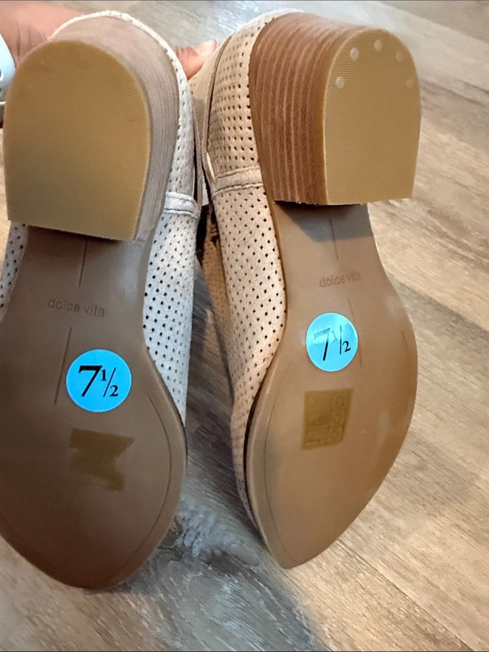 Dolce Vita Perforated Suede Ankle Booties in Taupe